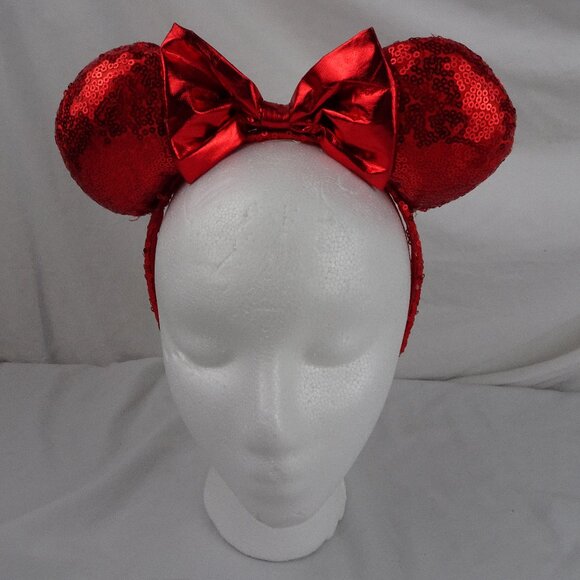Disney Minnie Mouse Ears Red Sequin Headband - Picture 1 of 10